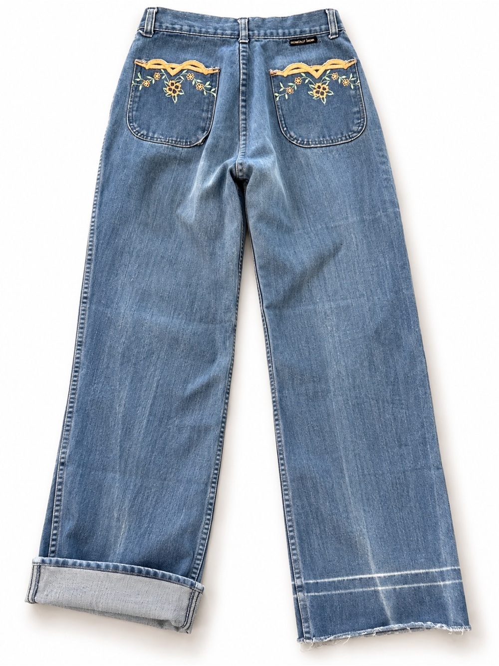 Vintage 70s Arpeja Organically Grown Embroidered High Rise Jeans 24x34